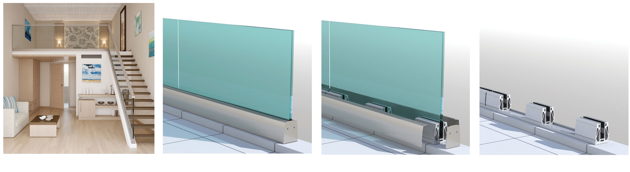 B Line On-floor glass supporting system